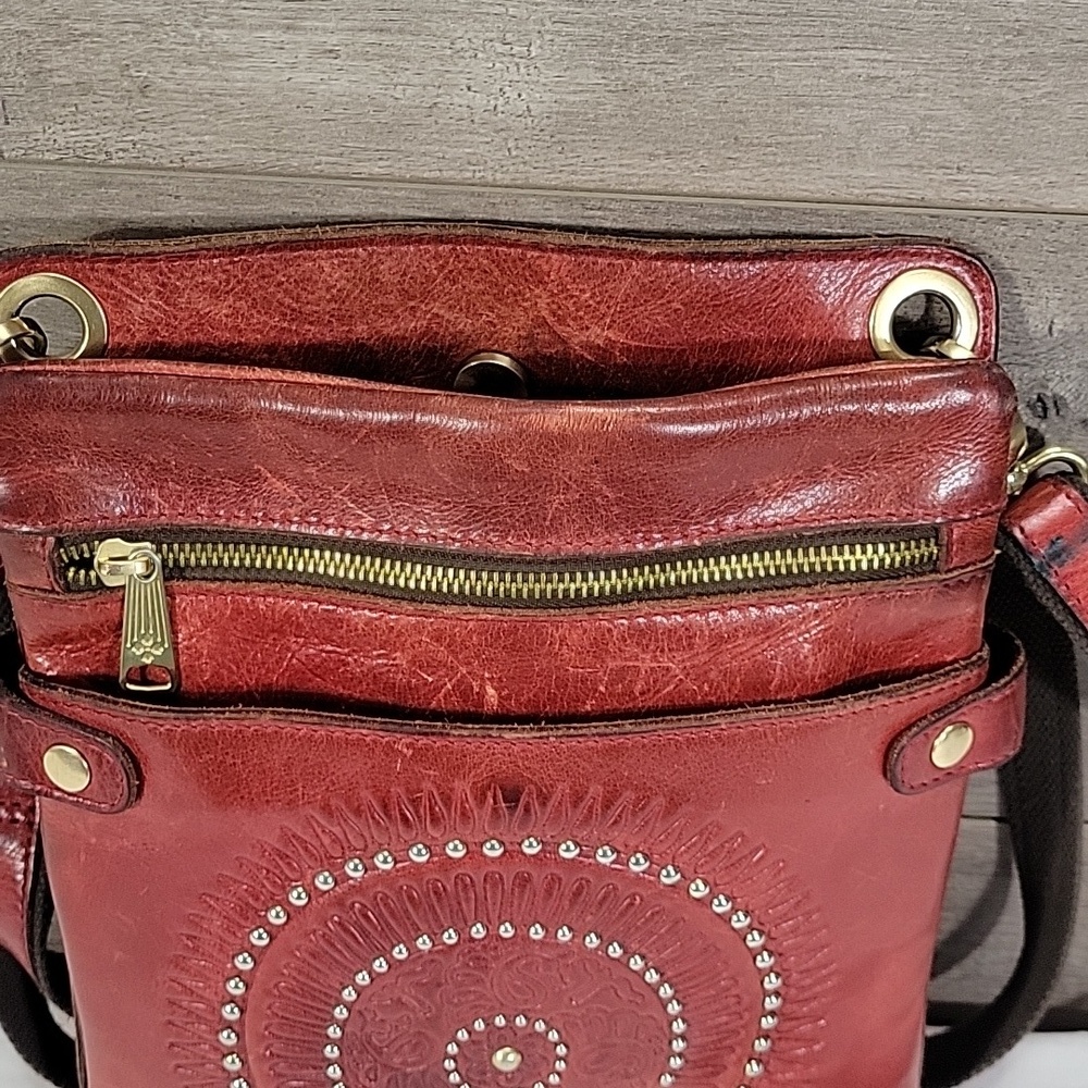 Patricia Nash Red Leather Crossbody Bag with Embossed Medallion - Red - Picture 5 of 14